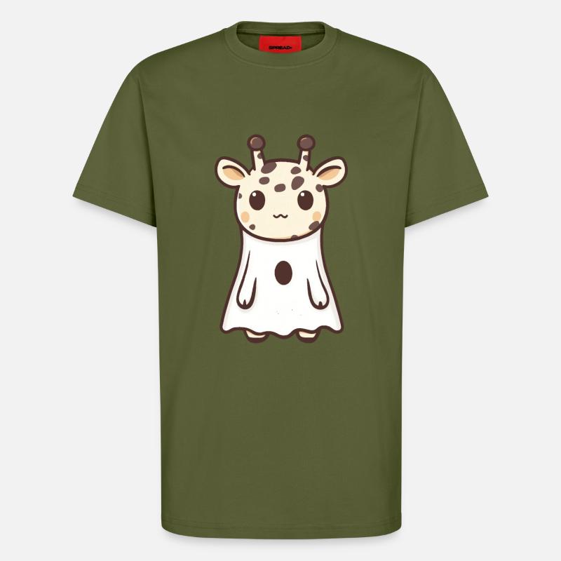 Giraffe Halloween Comic Geist - T-Shirt - made by SPREAD - MOSS GREEN