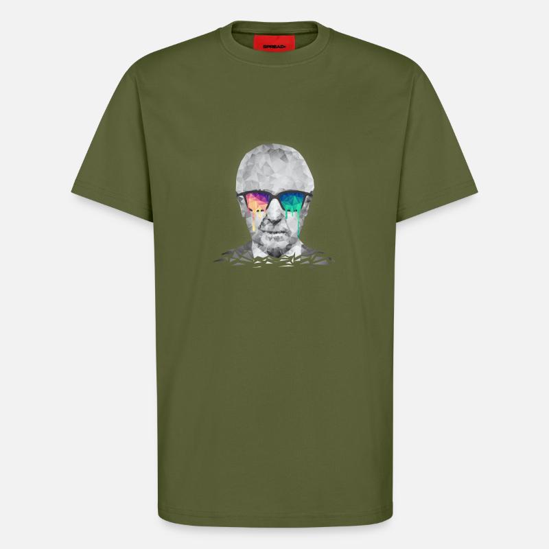 Albert Hofmann - Psychedelic Polygon Portrait - T-shirt bio décontracté fabriqué en UE - MOSS GREEN
