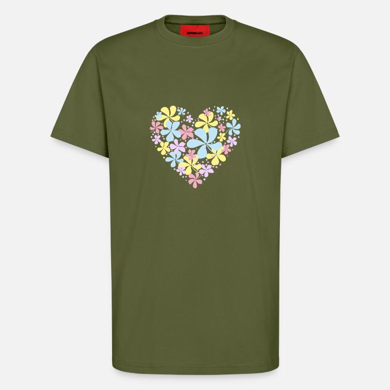 Blumen-Herz - T-Shirt - made by SPREAD - MOSS GREEN