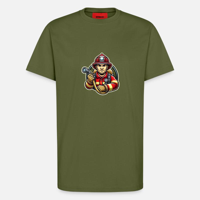 Feuerwehrmann mit Axt – Heldenhaft - T-Shirt - made by SPREAD - MOSS GREEN