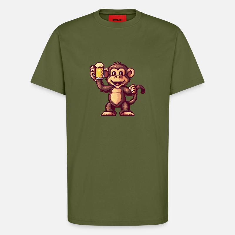 Affe Pixel Bier - T-Shirt - made by SPREAD - MOSS GREEN