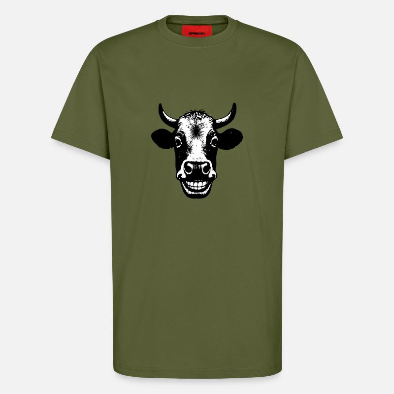 Grinning Cow - T-Shirt - made by SPREAD - MOSS GREEN