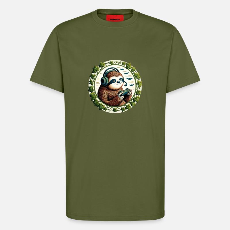 Gaming Sloth - T-Shirt - made by SPREAD - MOSS GREEN