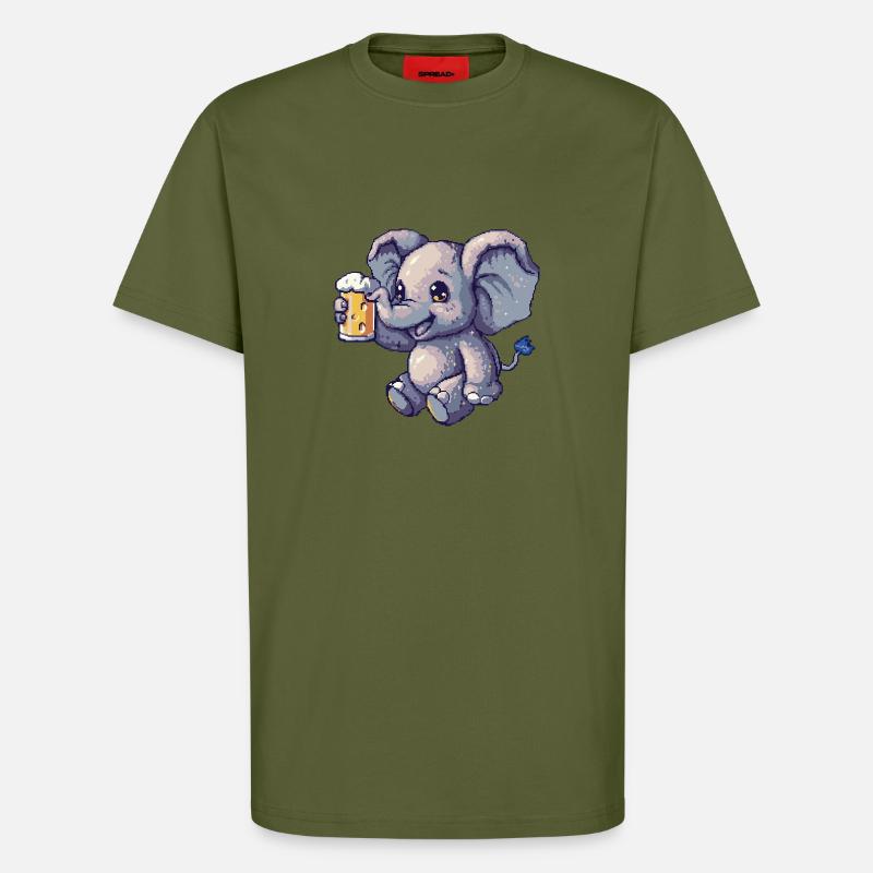 Elephant Pixel Beer - T-Shirt - made by SPREAD - MOSS GREEN