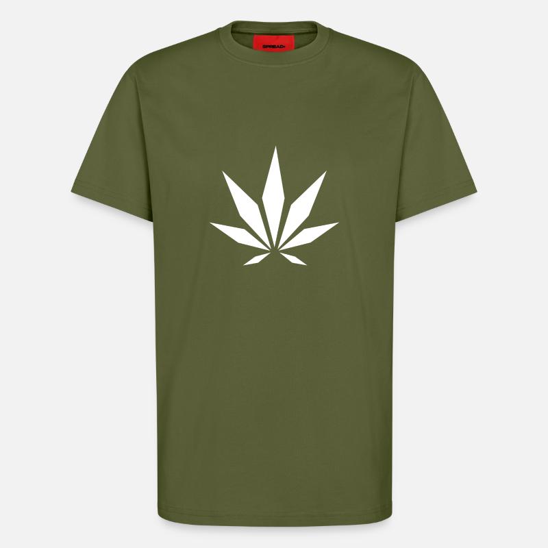 White Cannabis - T-Shirt - made by SPREAD - MOSS GREEN