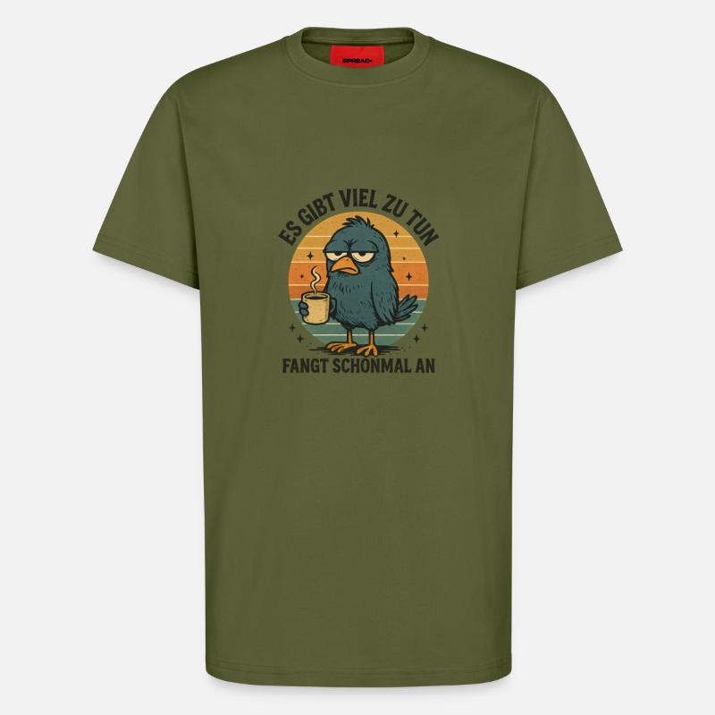 Der frühe Vogel Kaffee Statement - T-Shirt - made by SPREAD - MOSS GREEN