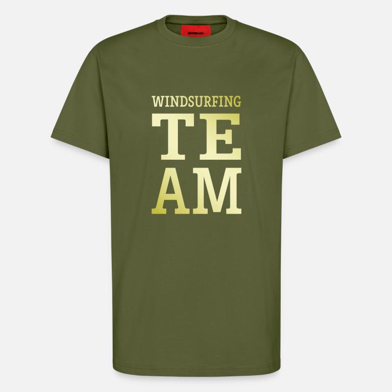 Équipe de planche à voile - T-shirt bio décontracté fabriqué en UE - MOSS GREEN