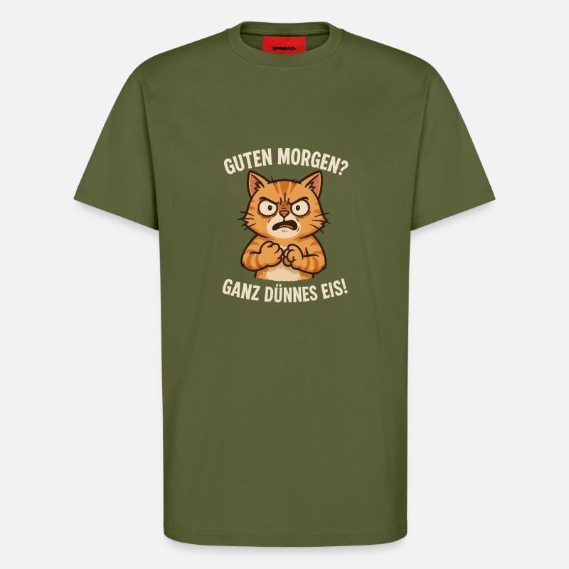 very thin cat - T-Shirt - made by SPREAD - MOSS GREEN