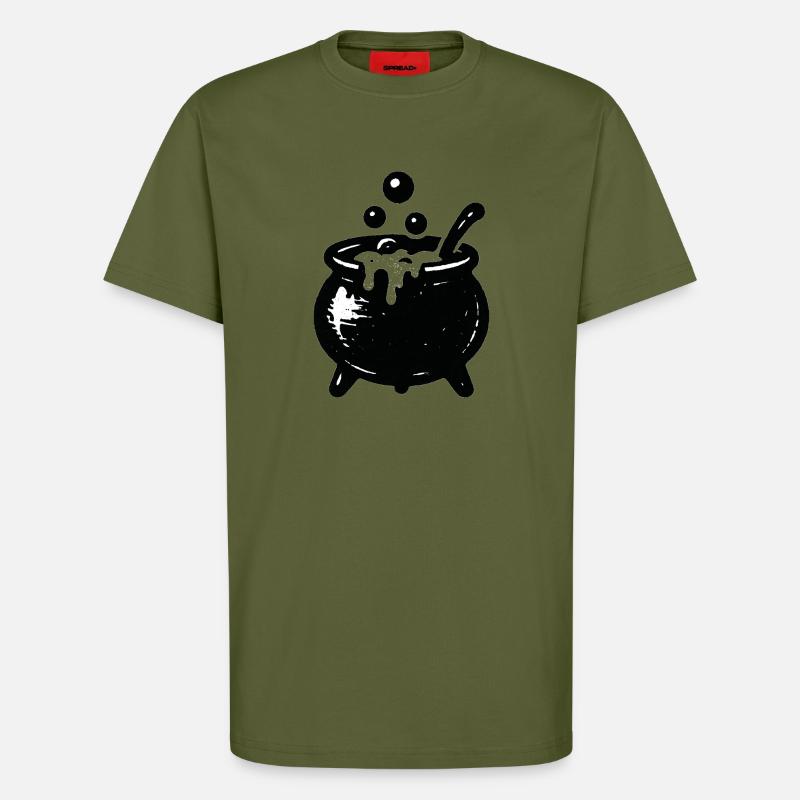 Chaudron de sorcière Bubble Magic - T-shirt bio décontracté fabriqué en UE - MOSS GREEN