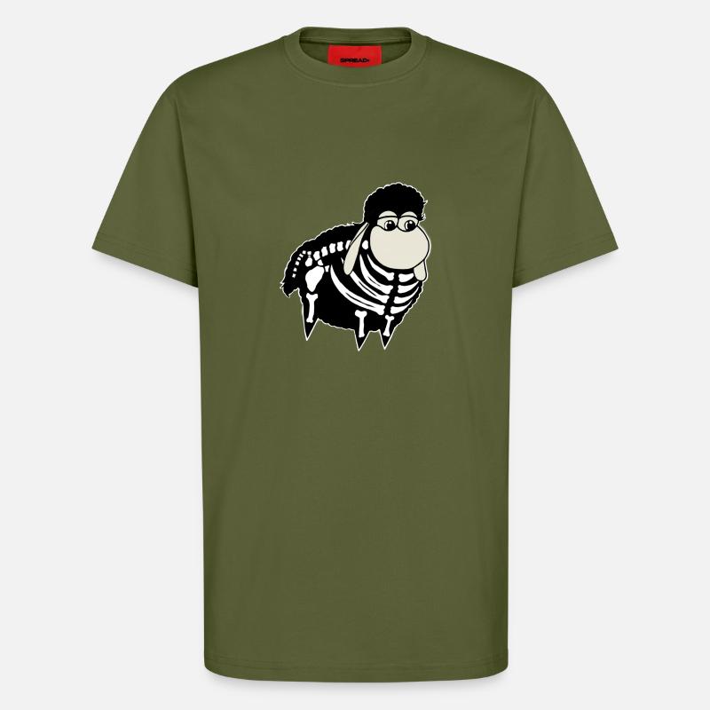 Wolly Sheepling Skeleton Gaming - T-shirt bio décontracté fabriqué en UE - MOSS GREEN