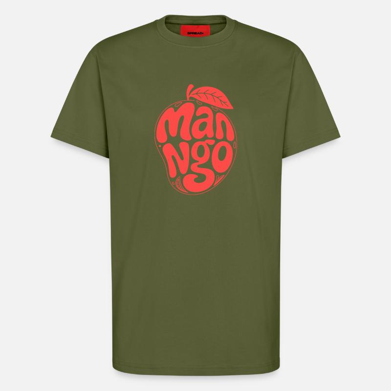 Groovy Mango Fruit Typography - T-Shirt - made by SPREAD - MOSS GREEN