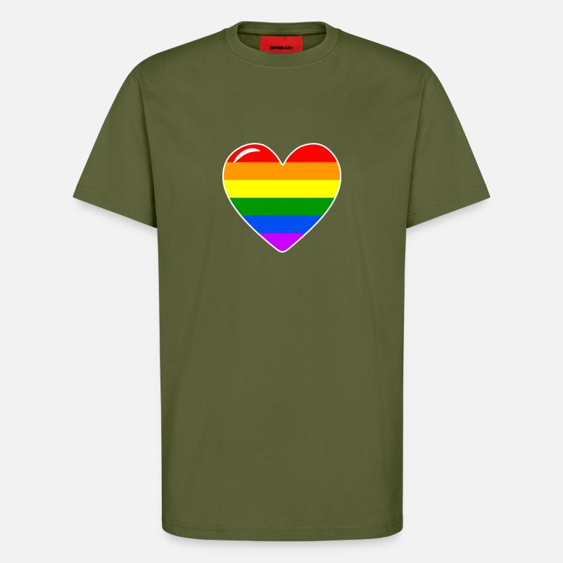 Herz Liebe Regenbogenflagge - T-Shirt - made by SPREAD - MOSS GREEN