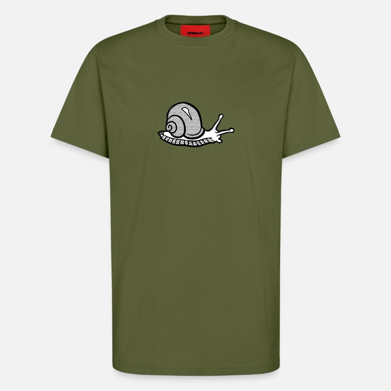 Snail noir et withe - T-shirt bio décontracté fabriqué en UE - MOSS GREEN
