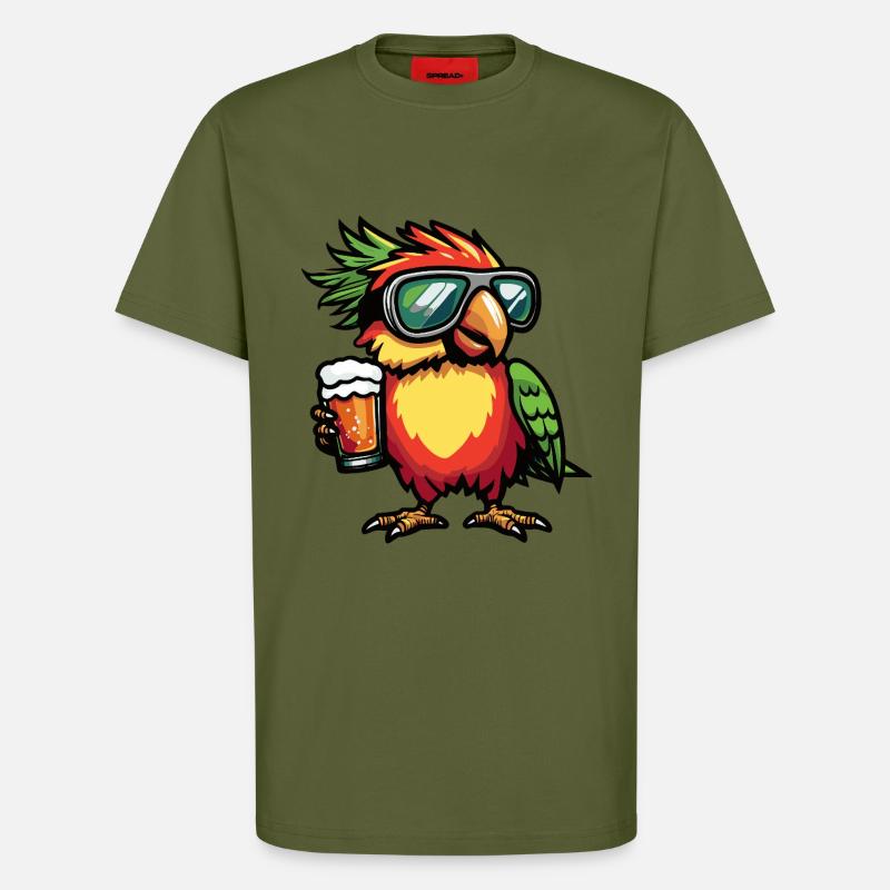 Papagai Apres Ski Bier Comic - T-Shirt - made by SPREAD - MOSS GREEN