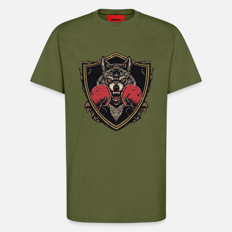 Wolf Boxer MMA Logo - T-Shirt - made by SPREAD - MOSS GREEN