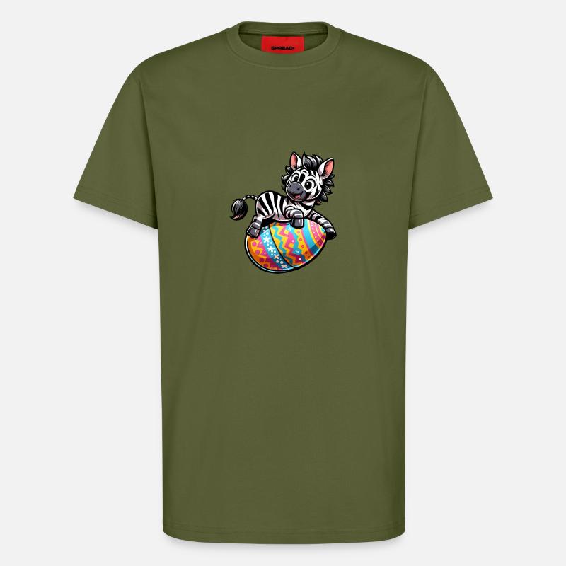 Easter Zebra Easter Egg Comic - T-Shirt - made by SPREAD - MOSS GREEN