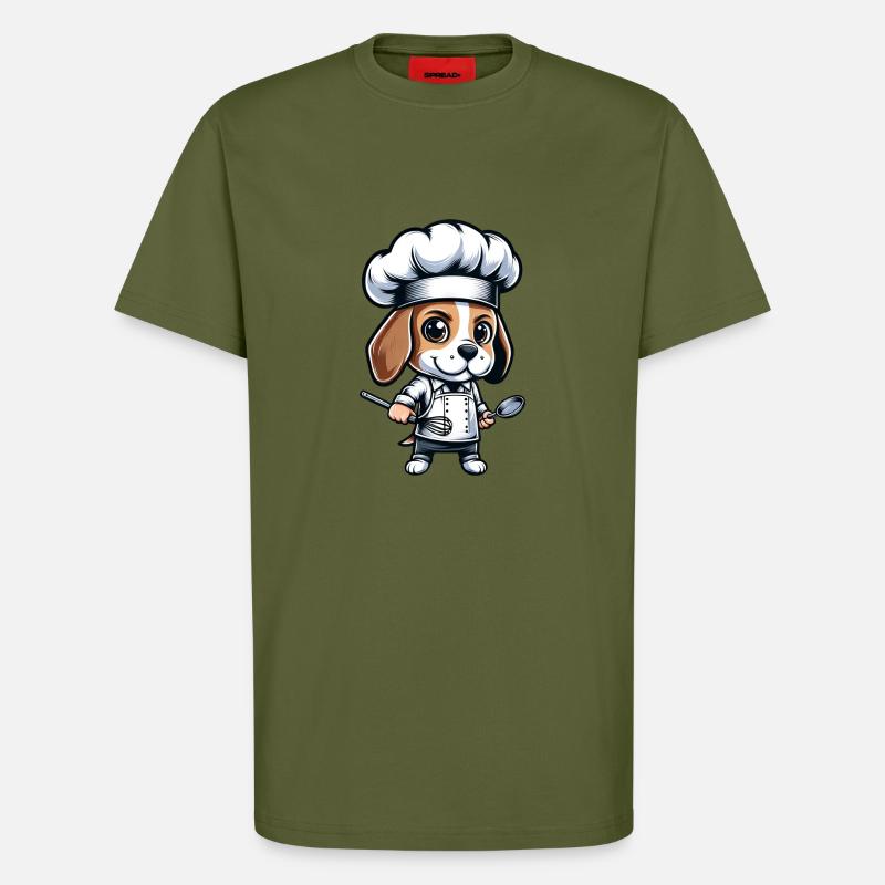 Cute Beagle Chef Comic Design - T-Shirt - made by SPREAD - MOSS GREEN