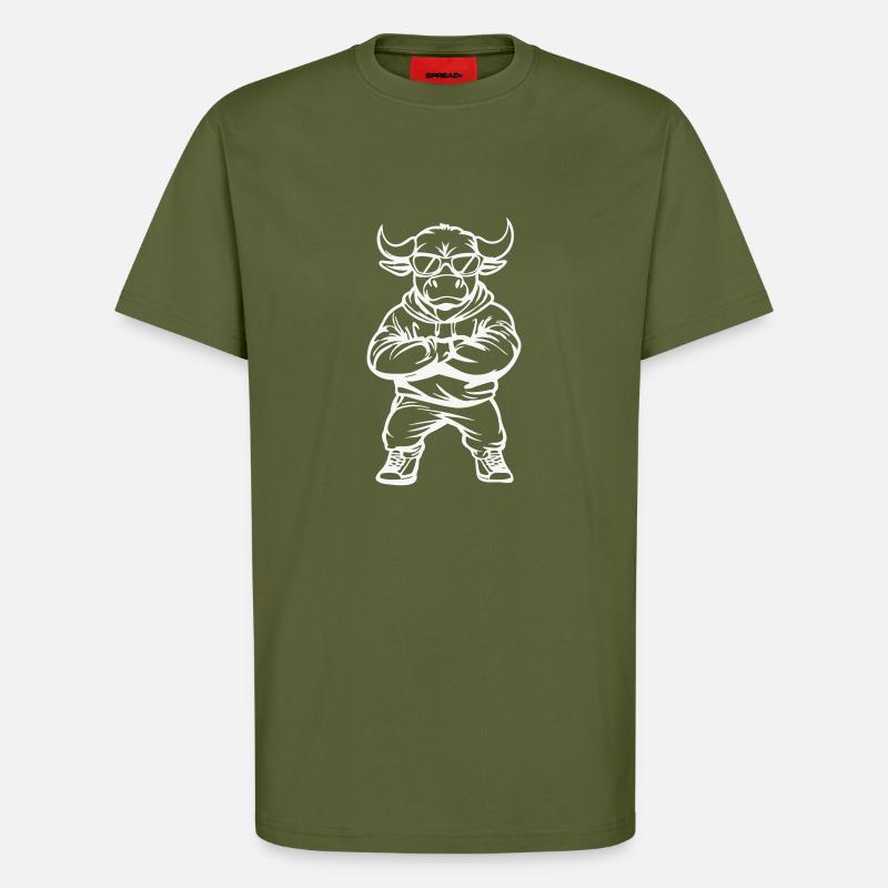 Taurus Bande dessinée Cool - T-shirt bio décontracté fabriqué en UE - MOSS GREEN