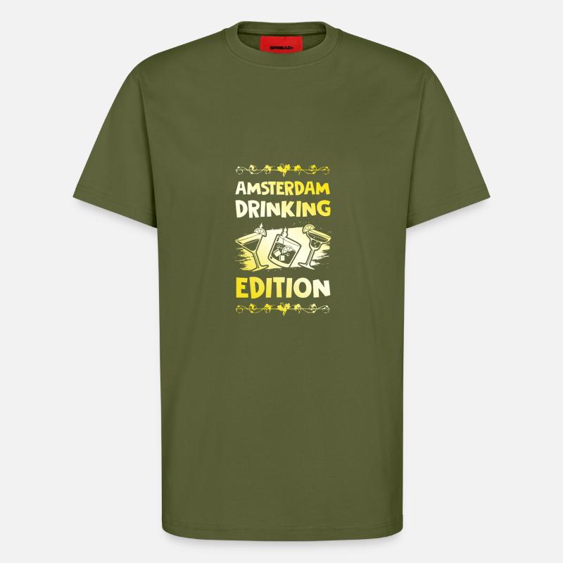 Amsterdam Drinking Saying - T-Shirt - made by SPREAD - MOSS GREEN