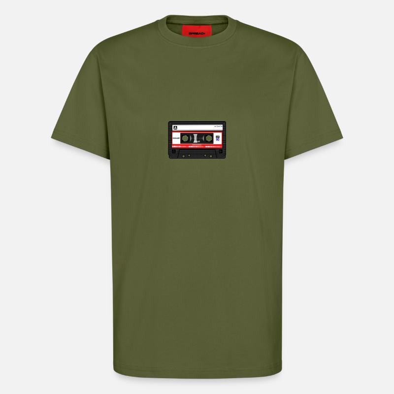 cassette compacte - T-shirt bio décontracté fabriqué en UE - MOSS GREEN