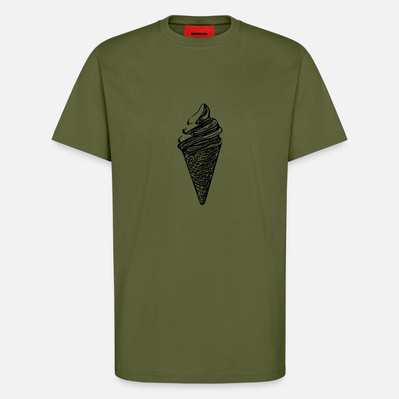 Cooles Softeis in Waffel - T-Shirt - made by SPREAD - MOSS GREEN
