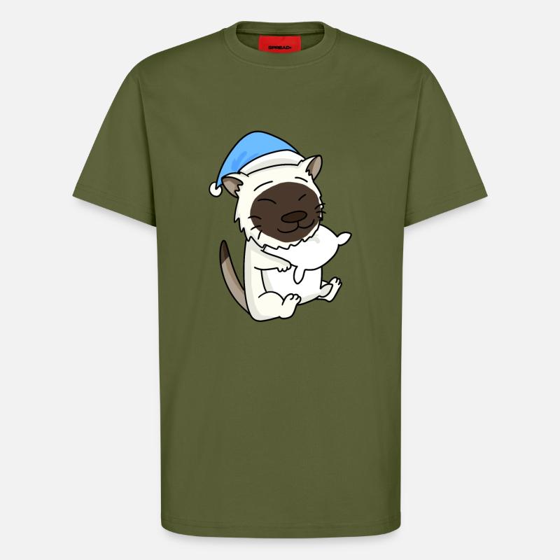 Chat race de chat Birmanie - T-shirt bio décontracté fabriqué en UE - MOSS GREEN