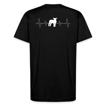 Lamm süss mit Herzlinie - T-Shirt - made by SPREAD - SOLID BLACK - Hinten - Alina (178cm)