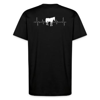 Horse and heartbeat - T-Shirt - made by SPREAD - SOLID BLACK - Back - Alina (178cm)