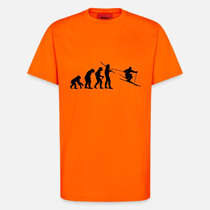 Evolution de ski - T-shirt bio décontracté fabriqué en UE - SUNSET ORANGE