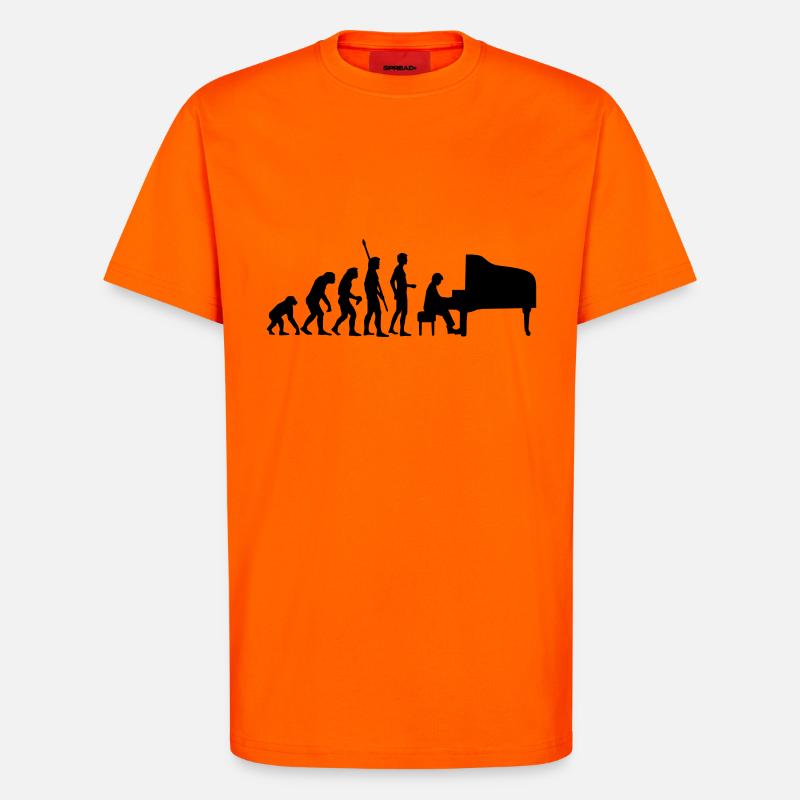 evolution_pianist - T-shirt bio décontracté fabriqué en UE - SUNSET ORANGE