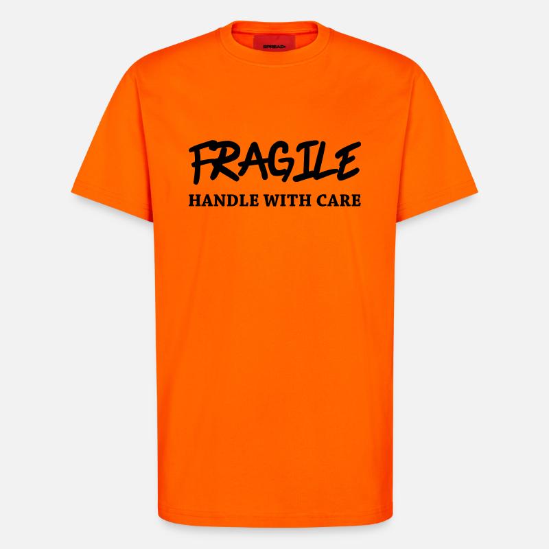 Fragile - Handle with care - T-shirt bio décontracté fabriqué en UE - SUNSET ORANGE