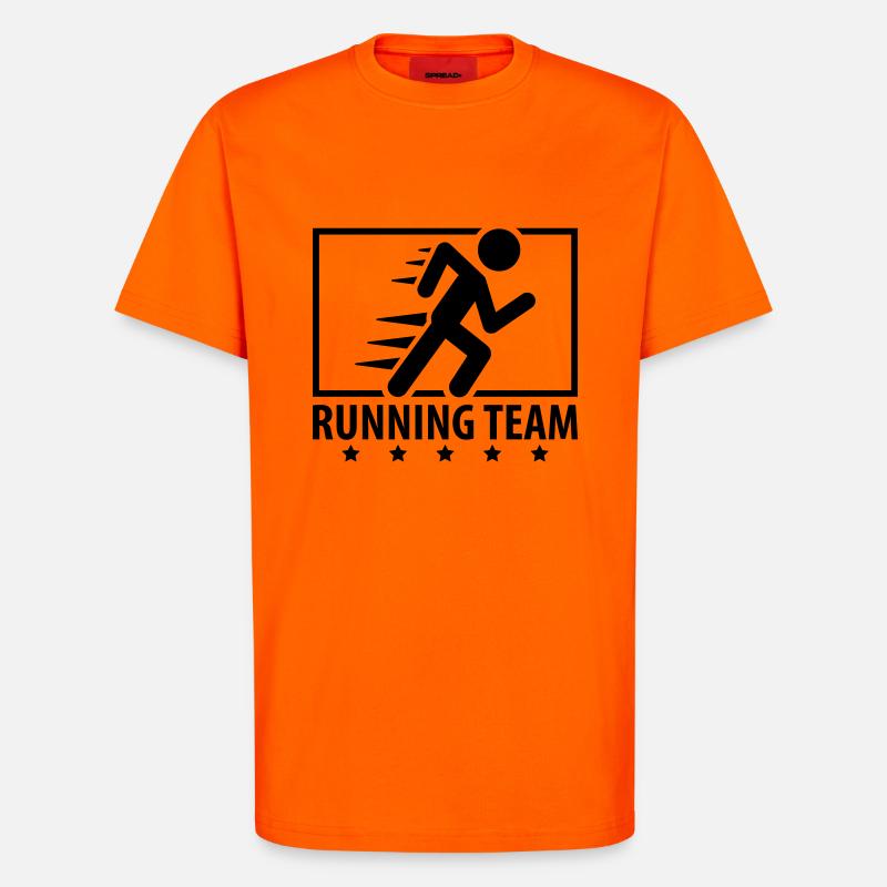 running_team_design_qu1 - T-shirt bio décontracté fabriqué en UE - SUNSET ORANGE