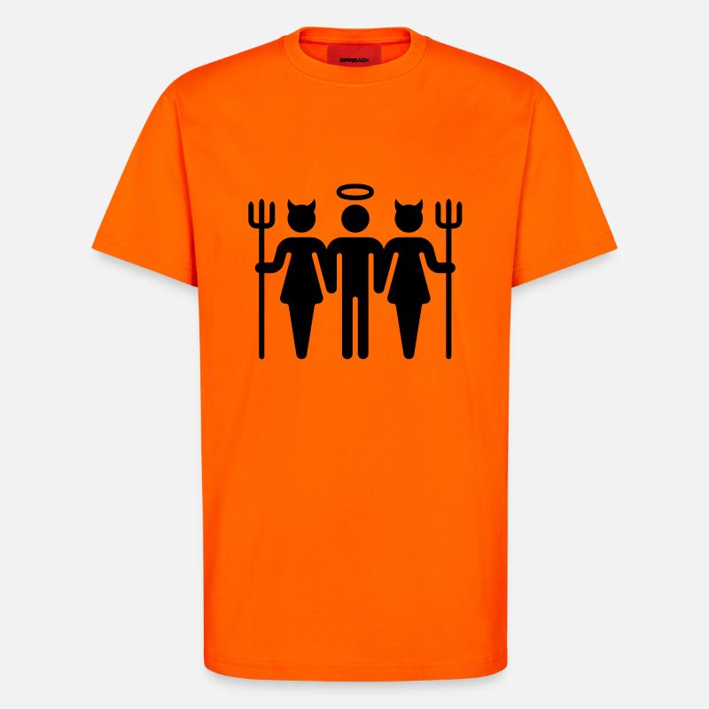 Teufel-Engel-Teufel / Devil-Cherub-Devil (M) - T-Shirt - made by SPREAD - SUNSET ORANGE