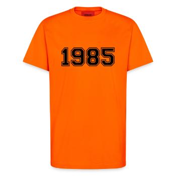 1985 - T-Shirt - made by SPREAD - SUNSET ORANGE - Vorne - Alina (178cm) & Michal (187cm)