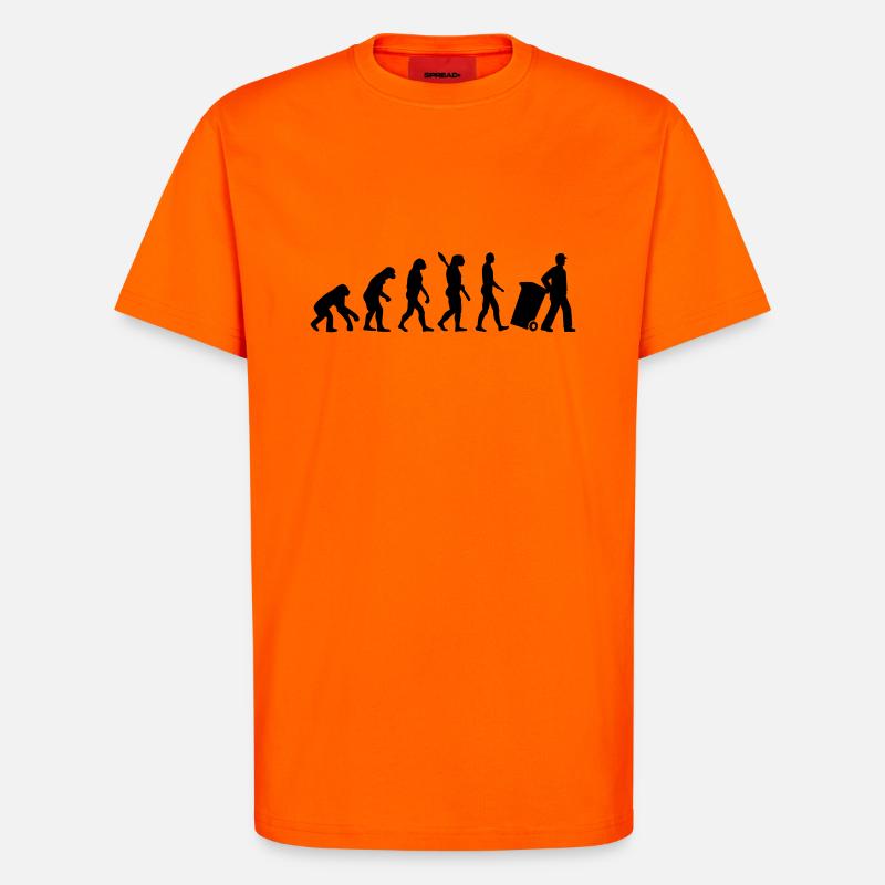 Evolution garbage man - T-Shirt - made by SPREAD - SUNSET ORANGE