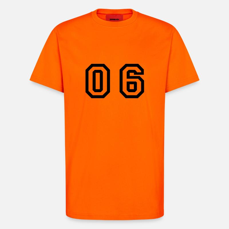 nombre - 06 - zéro six - T-shirt bio décontracté fabriqué en UE - SUNSET ORANGE