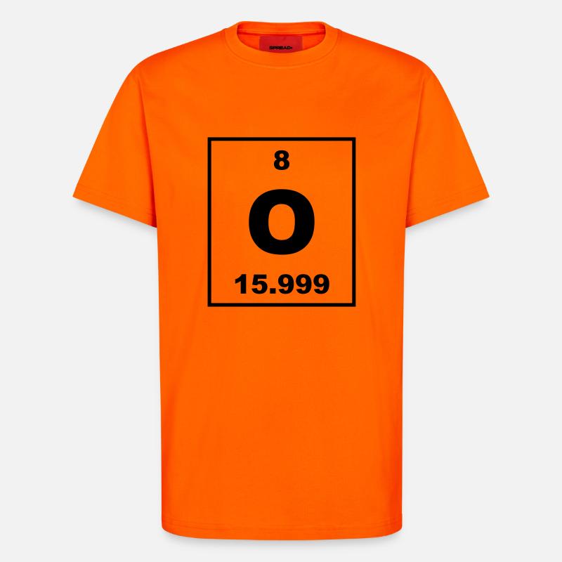 Element 008 - O (oxygen) - Small - T-Shirt - made by SPREAD - SUNSET ORANGE
