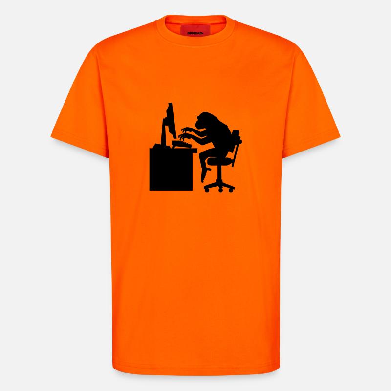 Monkey on Computer - T-Shirt - made by SPREAD - SUNSET ORANGE