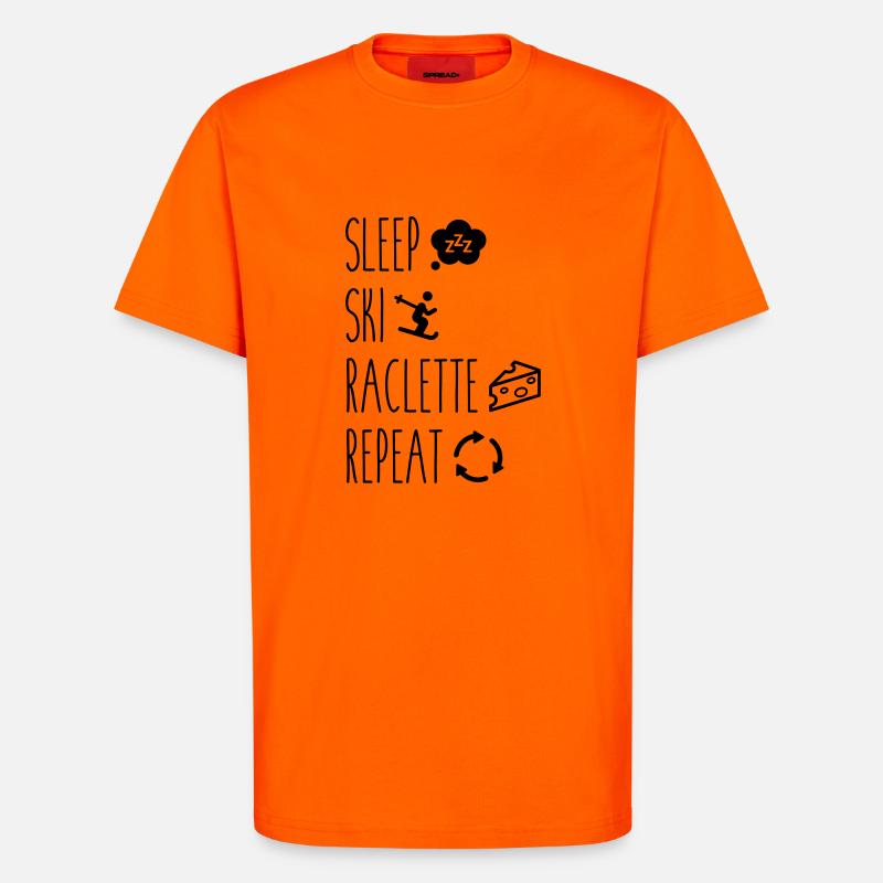 Sleep squeegee ski repeat - T-Shirt - made by SPREAD - SUNSET ORANGE