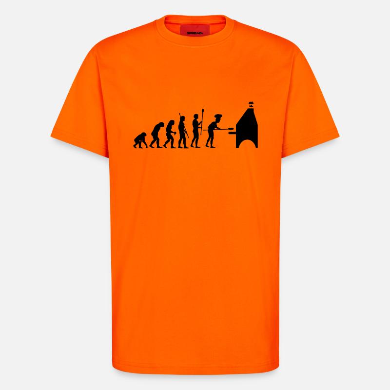 evolution pizza - T-shirt bio décontracté fabriqué en UE - SUNSET ORANGE