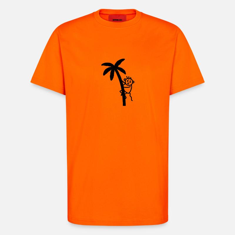 Monkey climbs on palm - T-Shirt - made by SPREAD - SUNSET ORANGE