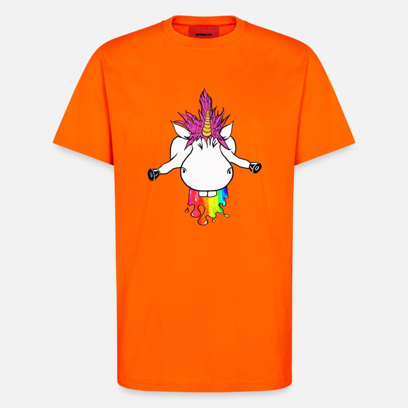 Regenbogen Einhorn Farbklecks Regenbogenkotze - T-Shirt - made by SPREAD - SUNSET ORANGE