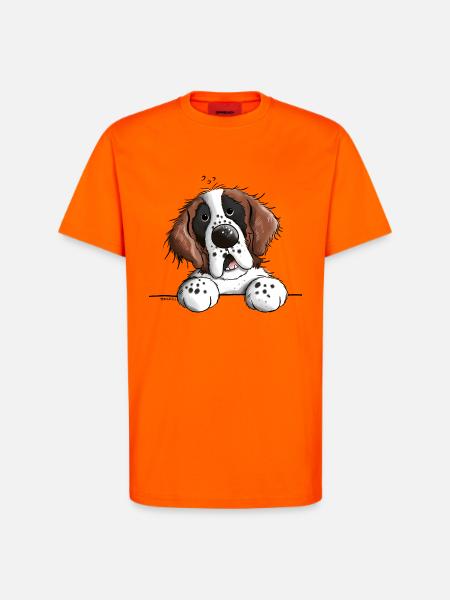 Mignon Saint Bernard - T-shirt bio décontracté fabriqué en UE - SUNSET ORANGE