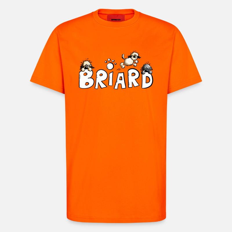 Briard Comic Font - Chien - Chiens - T-shirt bio décontracté fabriqué en UE - SUNSET ORANGE