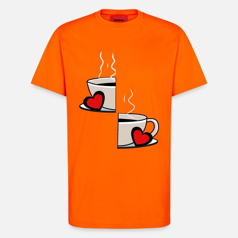 Valentin Kaffee Partnerschaft Kaffeetasse Partner - T-Shirt - made by SPREAD - SUNSET ORANGE