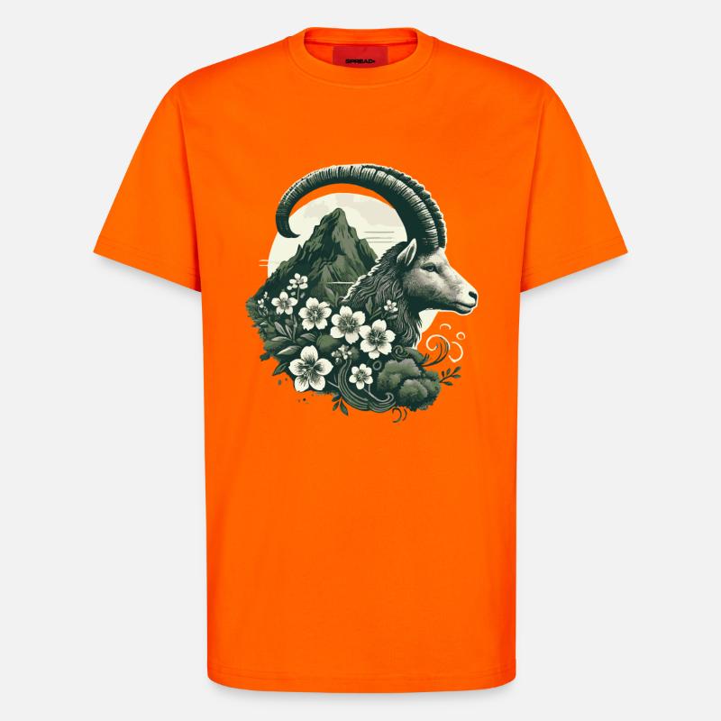 Steinbock Sternzeichen - Bergziege Astrologie - T-Shirt - made by SPREAD - SUNSET ORANGE