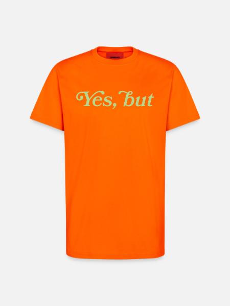 Yes, but – Minimalistisches Statement - T-shirt bio décontracté fabriqué en UE - SUNSET ORANGE