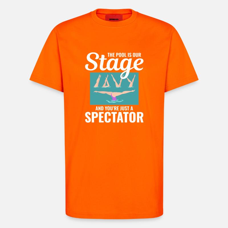 Zuschauer am Pool, Illustration, Synchronschwimmen - T-Shirt - made by SPREAD - SUNSET ORANGE
