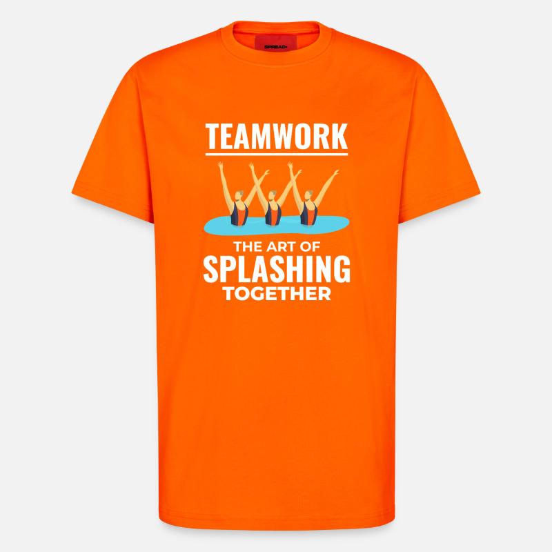 Teamwork Spritzwasser Design Synchronschwimmen - T-Shirt - made by SPREAD - SUNSET ORANGE