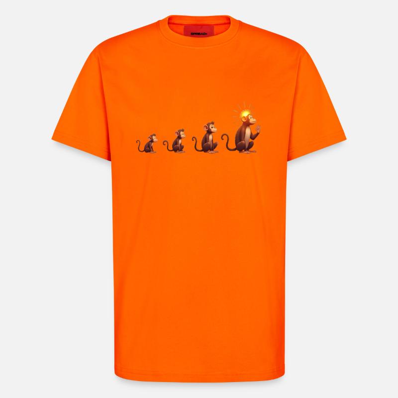 Evolution der Affen mit Sonnenkopf - T-Shirt - made by SPREAD - SUNSET ORANGE